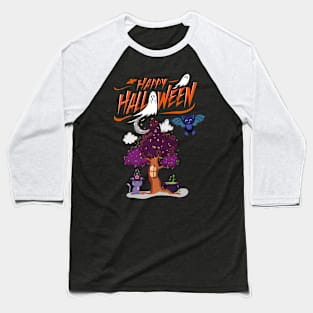 Happy Halloween Ghost cat Baseball T-Shirt